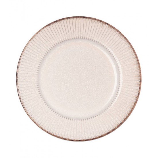 Prato Avulso Sobremesa 20,5cm De Cerâmica Linear Bege